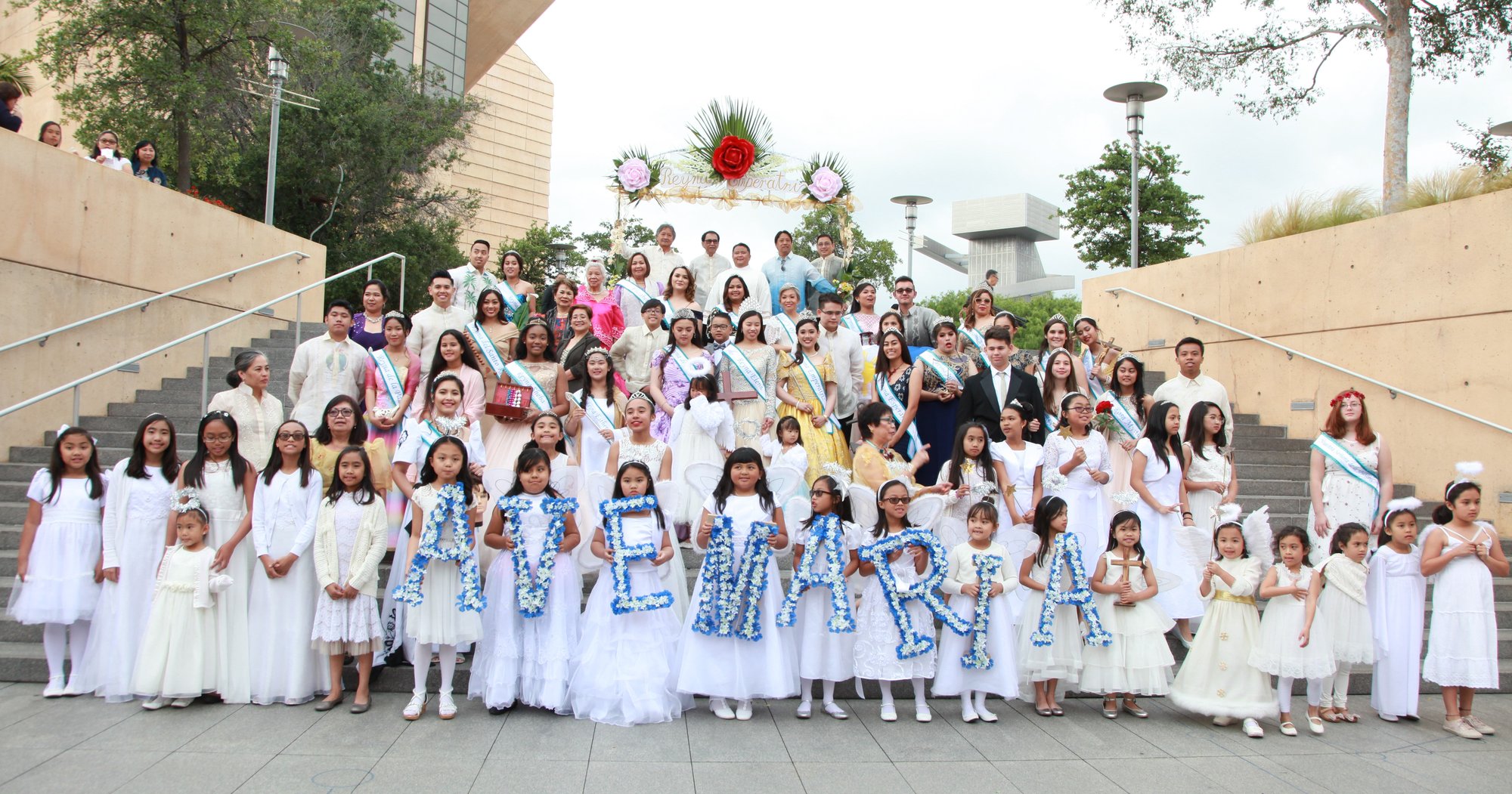 2018 participants in the Santacruzan-May Crowning event.  (Photo courtesy Filipino Ministry)
