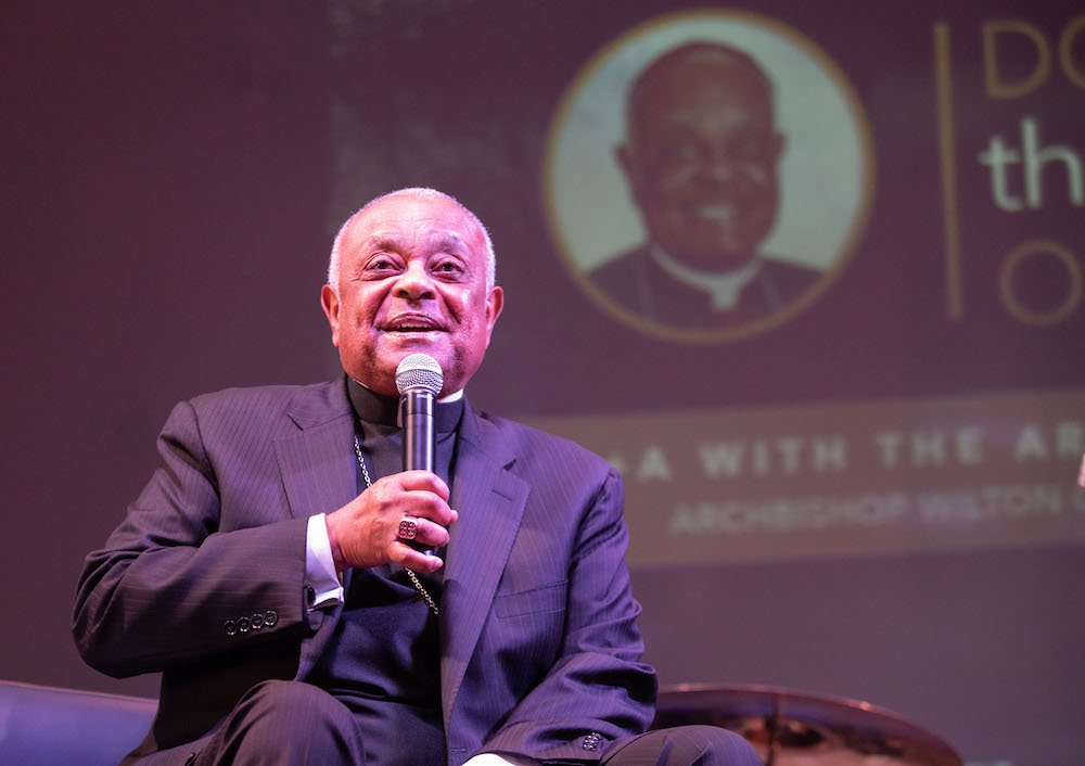 Washington Archbishop Wilton D. Gregory answers questions and listens to the young people of the archdiocese Aug. 13