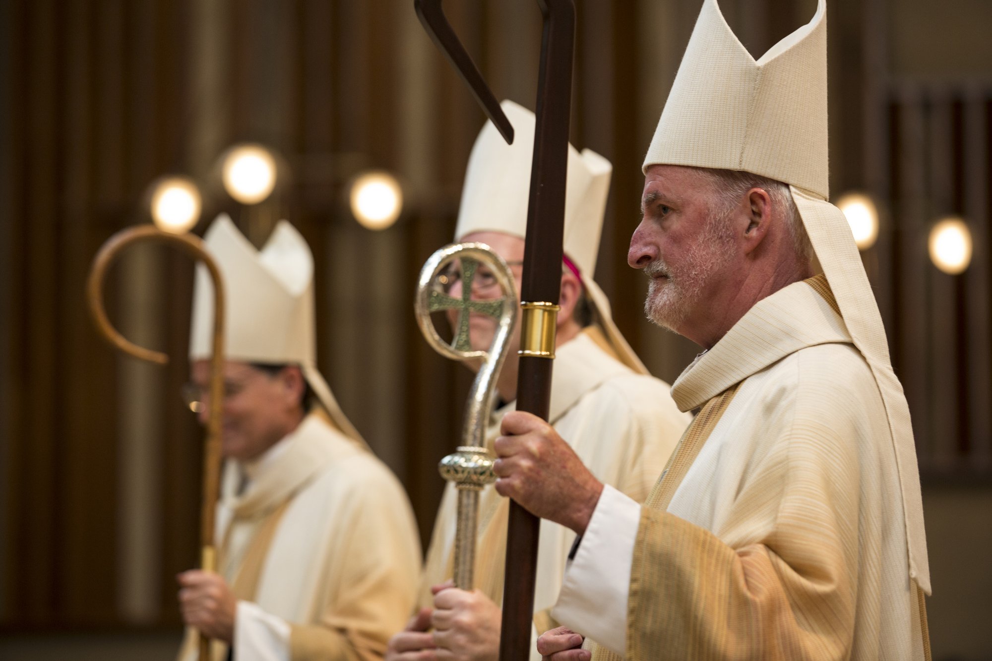 Auxiliary Bishop David G. O'Connell during his episcopal ordination at the Cathedral of Our Lady of the Angels in Los Angeles in 2015. (CNS photo/John Rueda