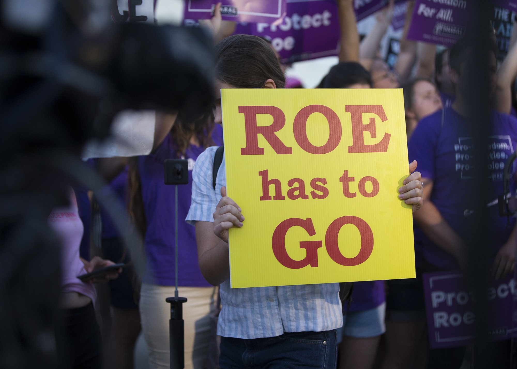 Pro-life protesters demonstrated outside the U.S. Supreme Court the night that President Trump named Brett Kavanaugh to succeed Justice Anthony Kennedy. (CNS PHOTO/TYLER ORSBURN)