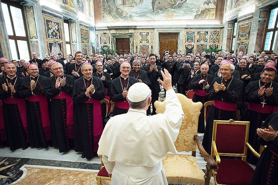 Pope Francis meets with members of the International Congress of vocation ministry in Vatican City