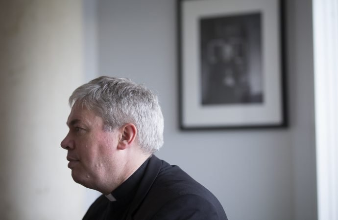 Sydney Auxiliary Bishop Richard Umbers is seen during an interview Jan. 16 at the St. John Paul II National Shrine in Washington. (CNS via Crux)