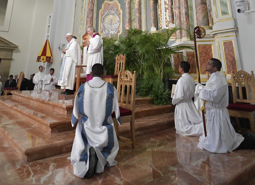 Pope Francis celebrates Mass at the Cathedral Basilica of Santa Maria la Antigua during World Youth Day in Panama City Jan. 26