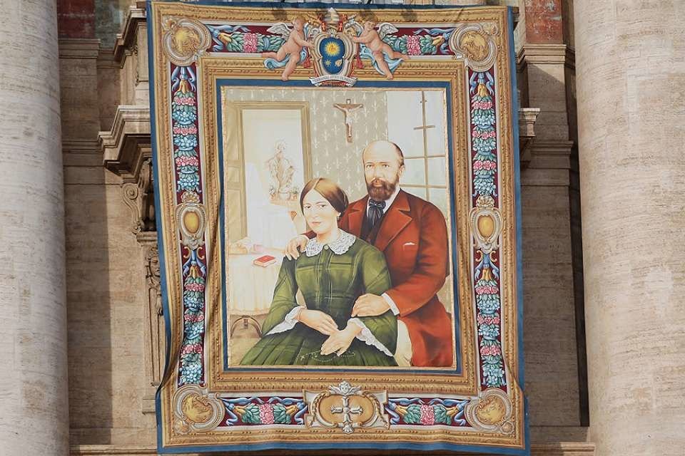 A Vatican tapestry of Louis and Zelie Martin