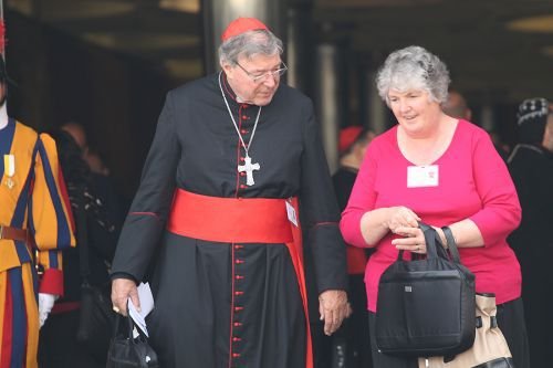 Cardinal George Pell leaves the Vatican's Synod Hall after a session of the Synod on the Family on Oct. 13, 2014. (Catholic News Agency)