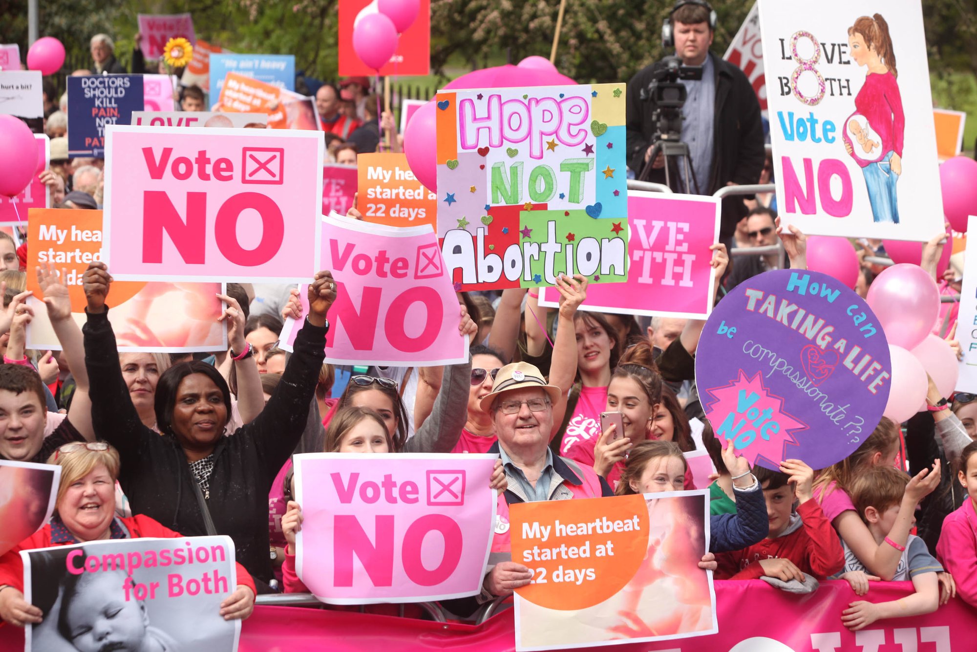 Thousands gathered in Dublin May 12 to say "Love Both" and "Vote No" to abortion on demand. They were protesting abortion on demand in the forthcoming referendum May 25. (CNS photo/John McElroy) See IRELAND-ABORTION-LIVES May 15, 2018.