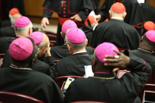 Participants begin to enter the Vatican's Synod Hall before the Friday session of the Synod on the Family