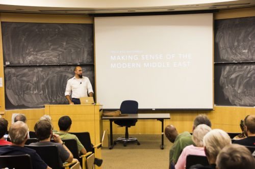 Andre Houssney speaks at the Aquinas Institute for Catholic Thought in Boulder