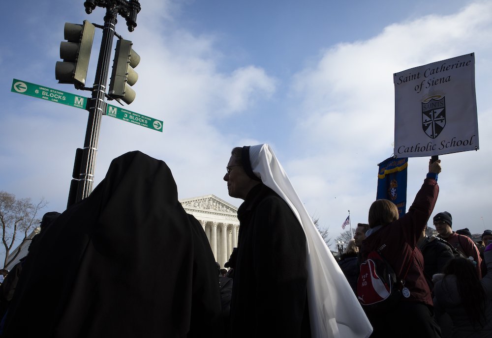 A woman religious is seen near the U.S. Supreme Court during the annual March for Life in Washington Jan. 18