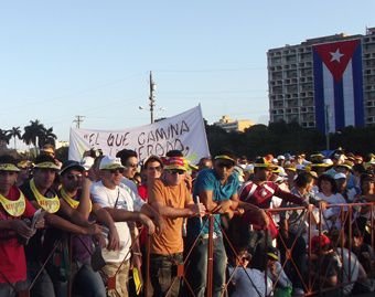 Pilgrims gather in Cuba for Mass during Pope Benedict's visit in March 2012.