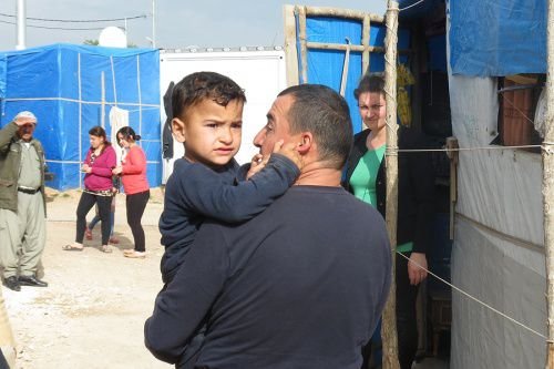 Internally displaced Christians at a refugee center in Dawodiya