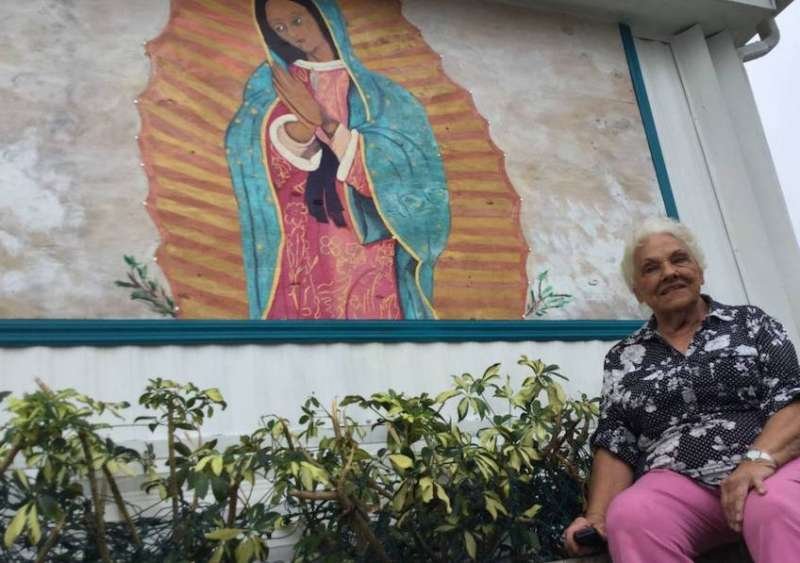 Millie Francis says she will not take down her painting of Our Lady of Guadalupe. Photo credit: Mark Young/Bradenton Herald