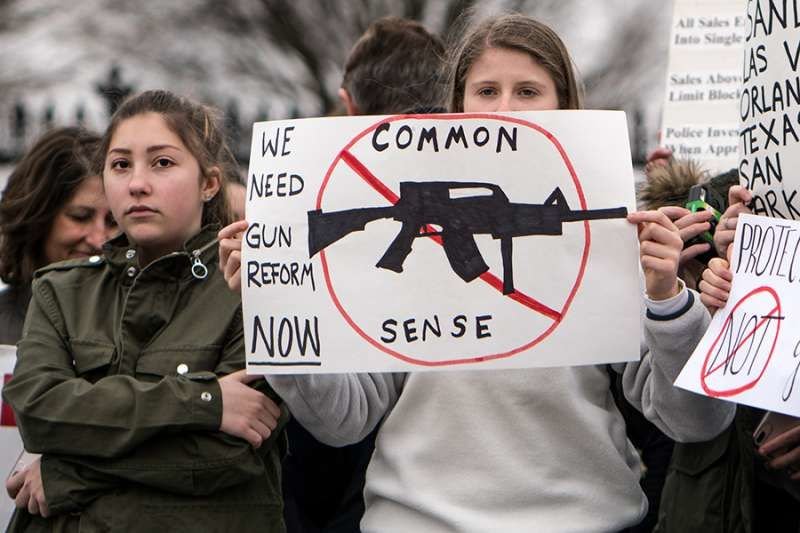 A February demonstration organized by Teens for Gun Reform