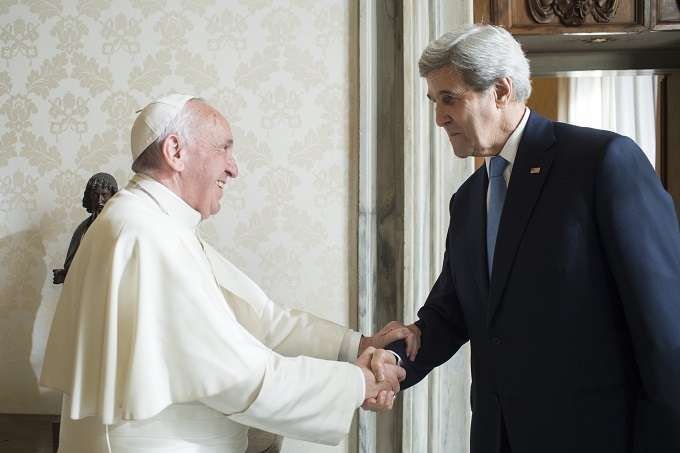 Pope Francis meets U.S. Secretary of State John Kerry at the Vatican Dec. 2