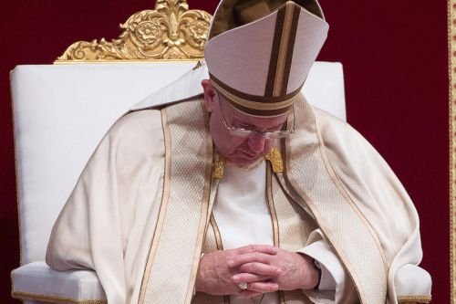 Pope Francis bowed in prayer in St. Peter's Basilica on September 2