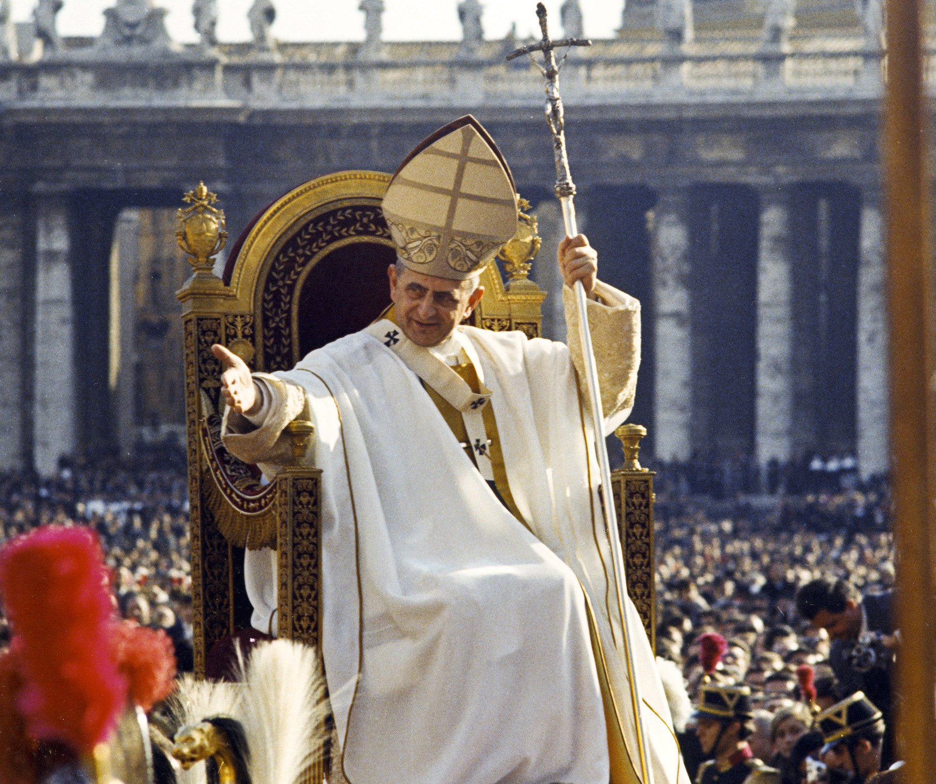 Pope Paul VI greets the faithful during the closure of the Second Vatican Council Dec. 8