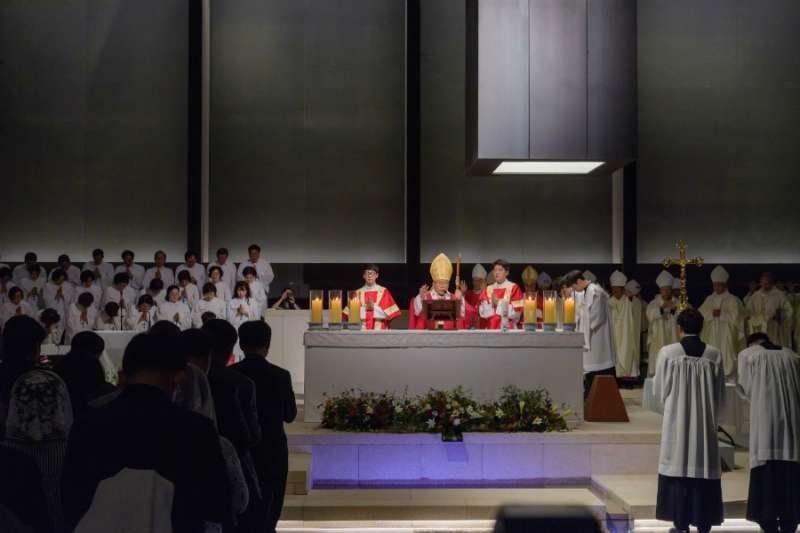 Cardinal Andrew Yeom Soo-jung of Seoul says Mass at the Seosomun Martyrs' Shrine in Seoul