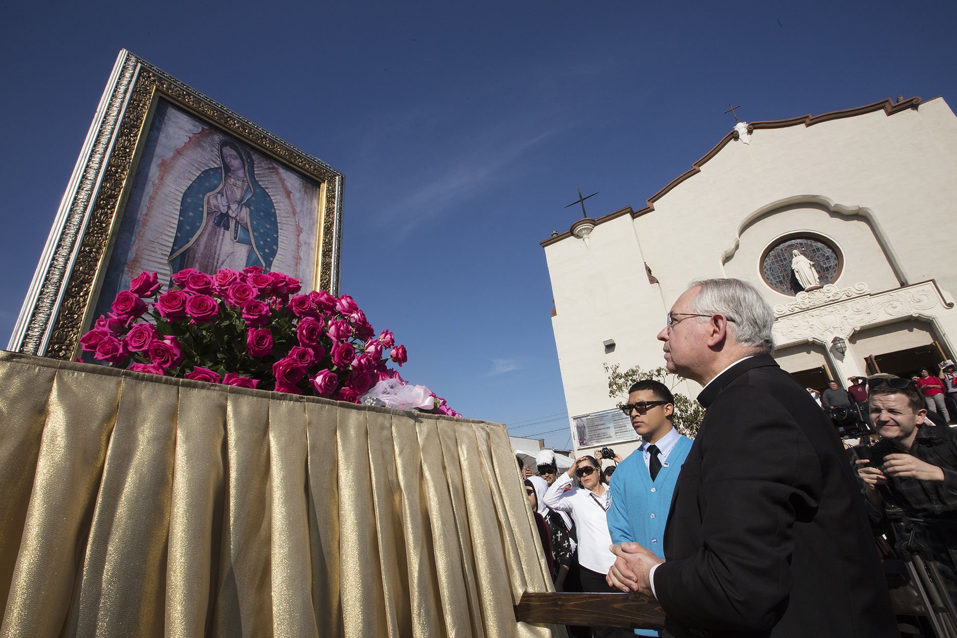 Archbishop José H. Gomez at the 86th annual procession and Eucharistic celebration in honor of Our Lady of Guadalupe in 2019. (Victor Aléman/Angelus News)