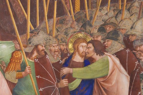 Like Jesus when he is betrayed by Judas