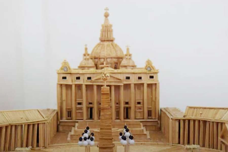 St. Peter's out of toothpicks. (Screenshot/CNA 1)