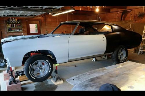 The 1972 Chevy Chevelle SS being raffled off to support the Diocese of Gallup's vocations office in the Sacred Heart Cathedral garage