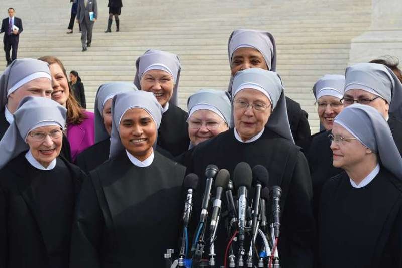 Little Sisters of the Poor outside the Supreme Court where oral arguments were heard on March 23