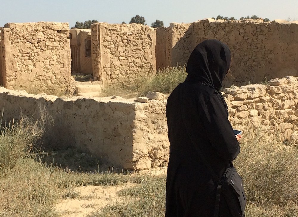 A woman visits the ancient Jubail church in Saudi Arabia Jan. 19