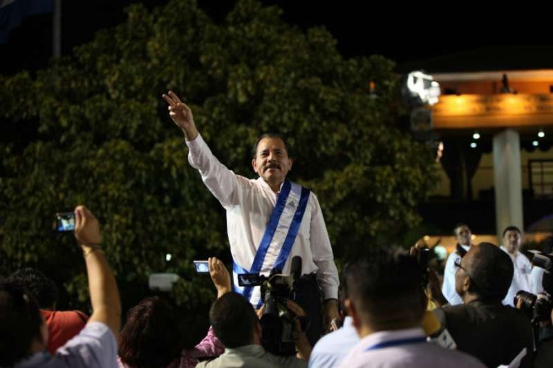 Daniel Ortega celebrates his re-inauguration as president of Nicaragua