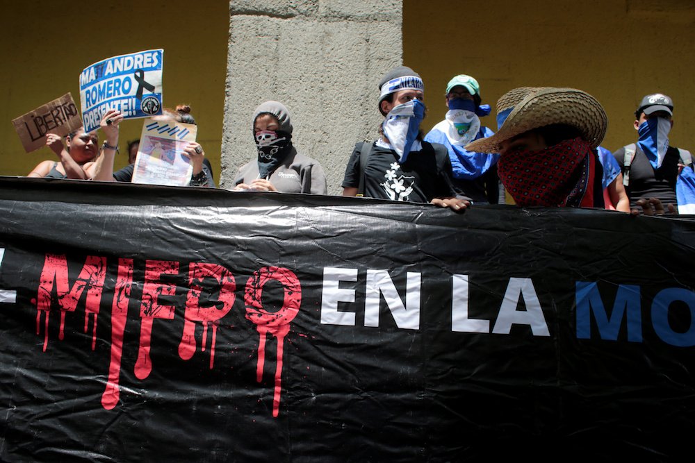 Demonstrators take part in a protest against Nicaraguan President Daniel Ortega's government Sept. 9
