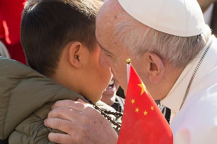 Pope Francis at the general audience with pilgrims from China in St. Peter's Square on March 15