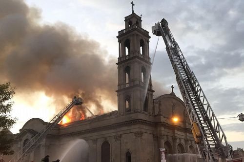 The Shrine of Christ the King Sovereign Priest in flames