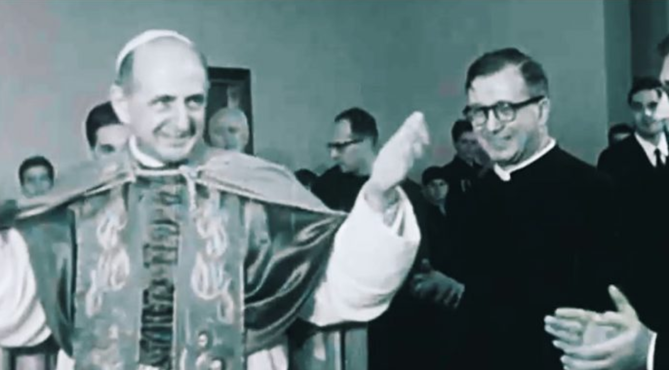 Pope Paul VI visits an academic center in Rome operated by Opus Dei in 1965
