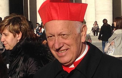 Cardinal Ricardo Ezzati Andrello of Santiago in St. Peter's Square after the consistory on Feb. 22