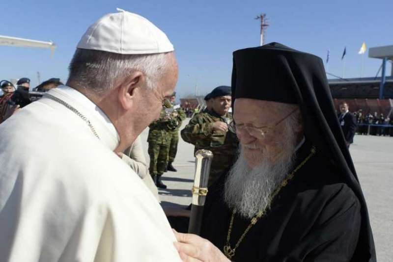 Pope Francis and Patriarch Bartholomew I in Greece. April 16