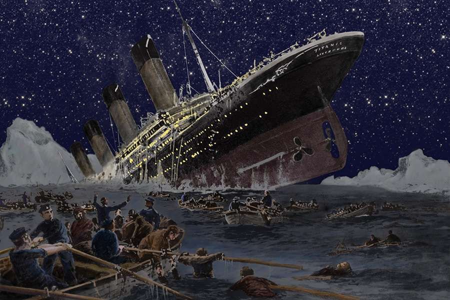 Illustration of the sinking of the Titanic. Credit: Everett Historical via Shutterstock.