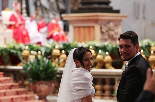 Pope Francis married 20 couples in St. Peter's Basilica on Sept. 14