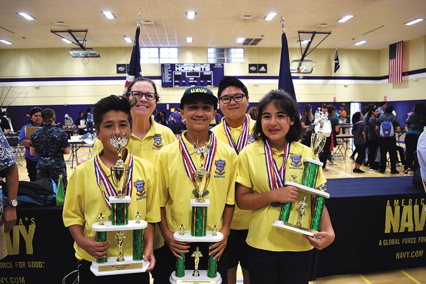 Last month students from St. Gregory the Great School in Whittier won the overall middle school category and placed second in the Obstacle Course and Engineering Notebook contest during the Los Angeles regional division of the 2017 U.S. Navy SeaPerch Underwater Robotics competition. (courtesy photo)