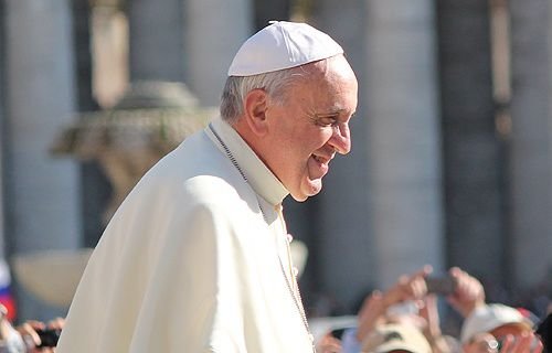 Pope Francis greets pilgrims in St. Peter's Square before the Wednesday general audience on October 2