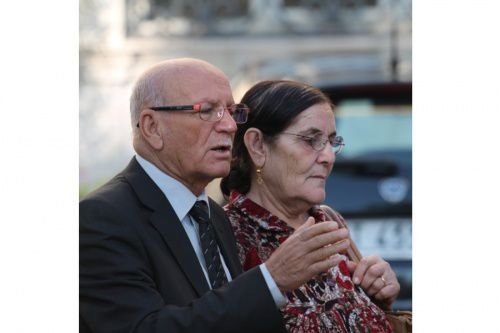 Mubarak and Agnese Hano from Iraq at Mass with Pope Francis. Credit: Bohumil Petrik/CNA.