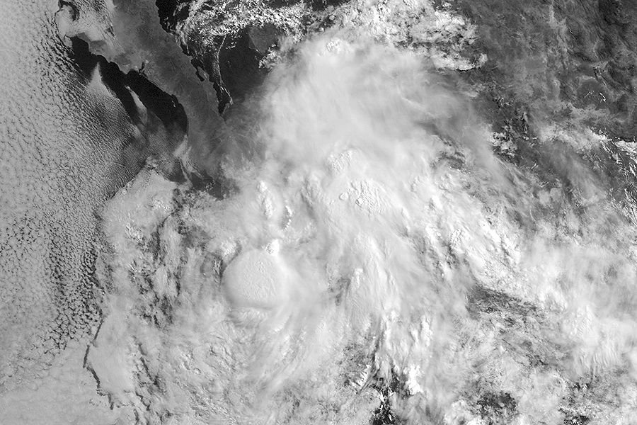 Geostationary imagery of Tropical Storm Javier. Credit: U.S. Naval Research Lab via Wikipedia. Public Domain.