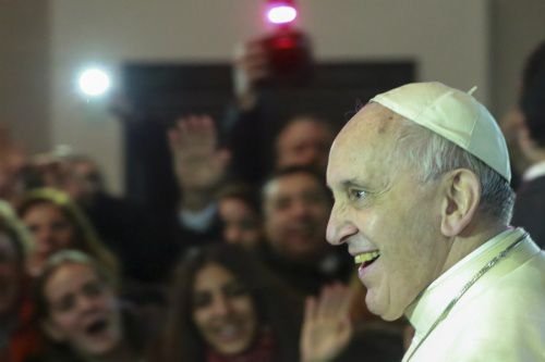 Pope Francis exits Istanbul's Holy Spirit Cathedral Nov 29. Credit: Daniel Ibanez/CNA.