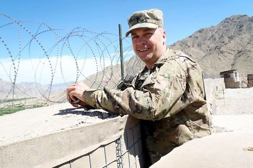 Father Stephen McDermott surveys the landscape in Afghanistan