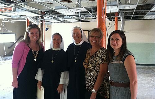 Members of the Sisters for Life visit with the Bella team at the clinic's future location