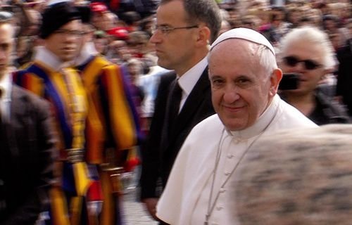 Pope Francis in St. Peter's Square before the Wednesday general audience April 2