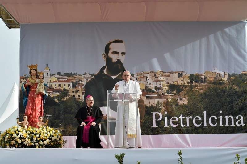 Pope Francis speaks in Pietrelcina