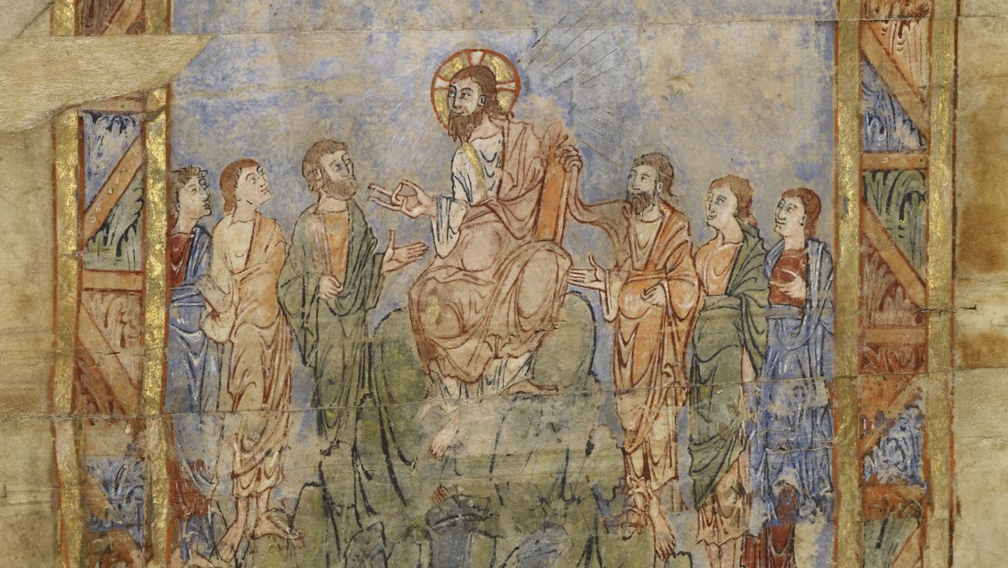 Detail from "Christ teaching," Anglo-Saxon, possibly Canterbury, ca. 1000. (Getty)