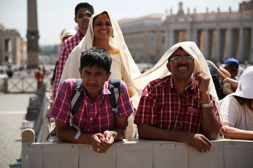 A family at the Pope's General Audience in St. Peter's Square