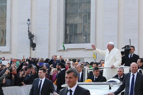 Pope Francis arrives in St. Peter's Square for the general audience