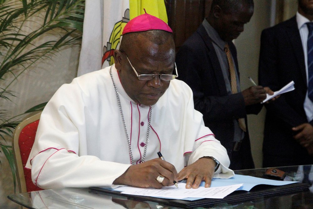 Congolese Archbishop Fridolin Ambongo Besungu of Kinshasa is pictured in a 2016 photo. The newly installed head of one of Africa's largest archdioceses will vigorously defend democracy and human rights