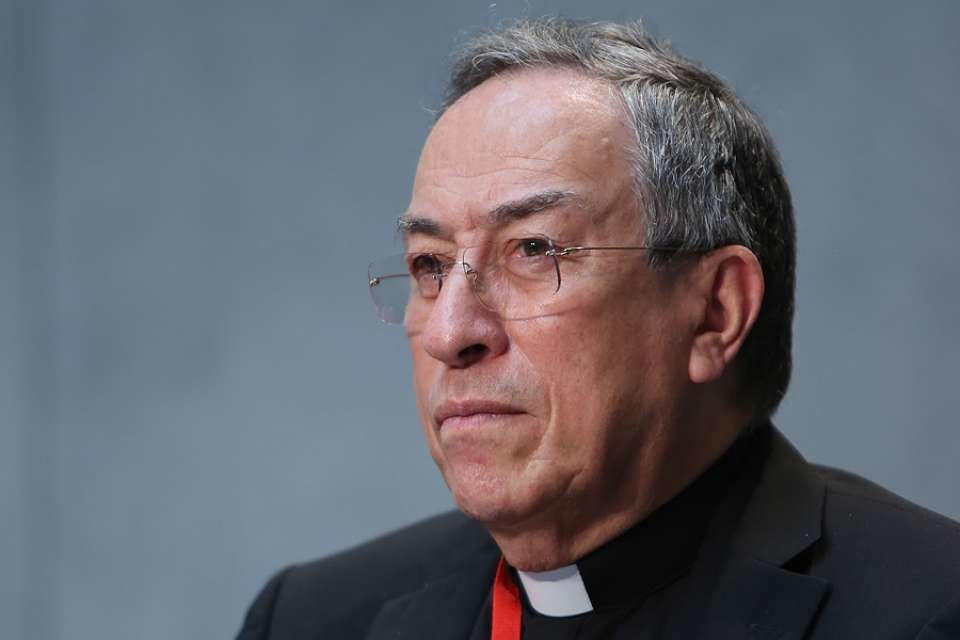 Cardinal Oscar Rodriguez Maradiaga at a press conference May 12